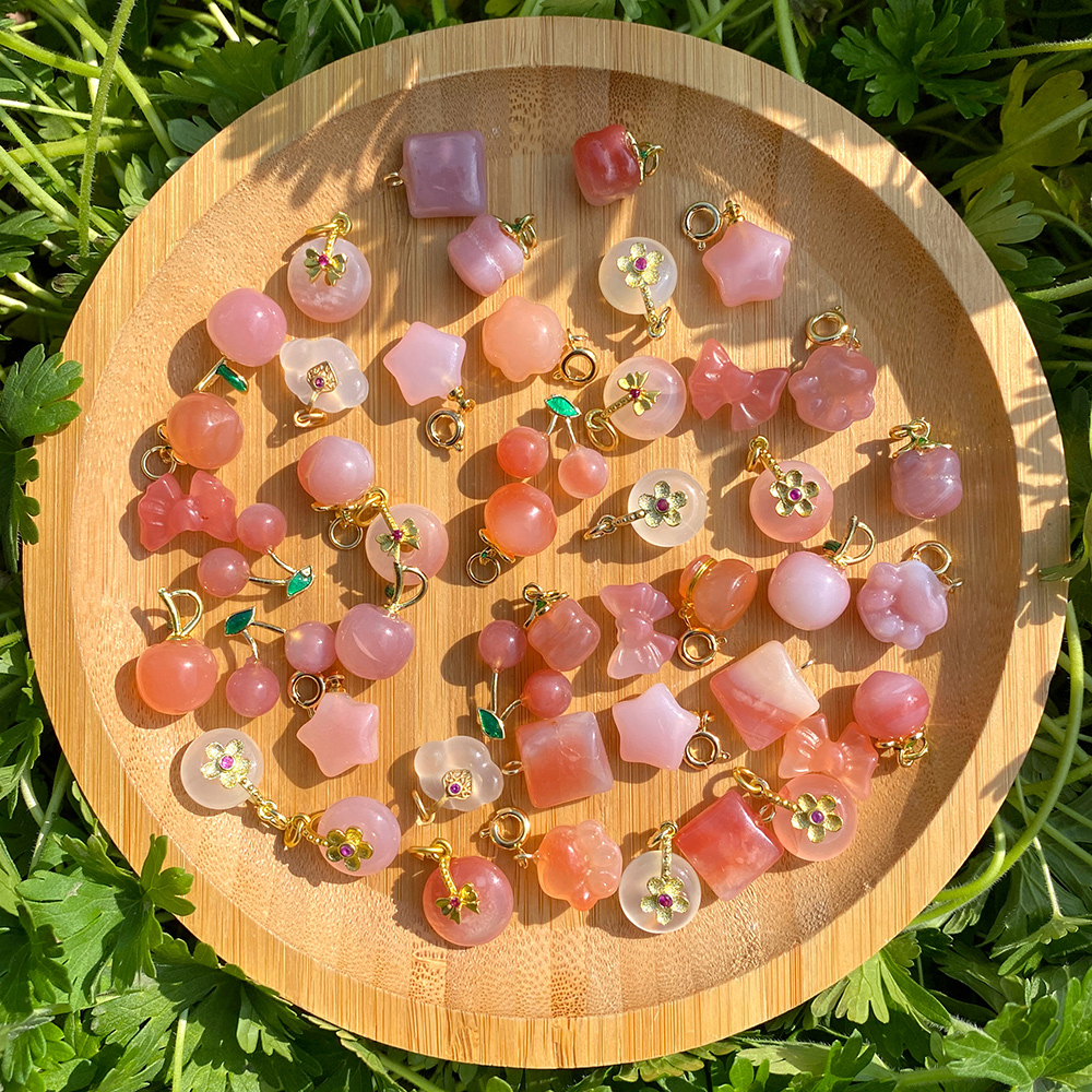 Sweet Pink Agate Stone Charms  - Women'S Accessories Purse บทวิจารณ์และราคา