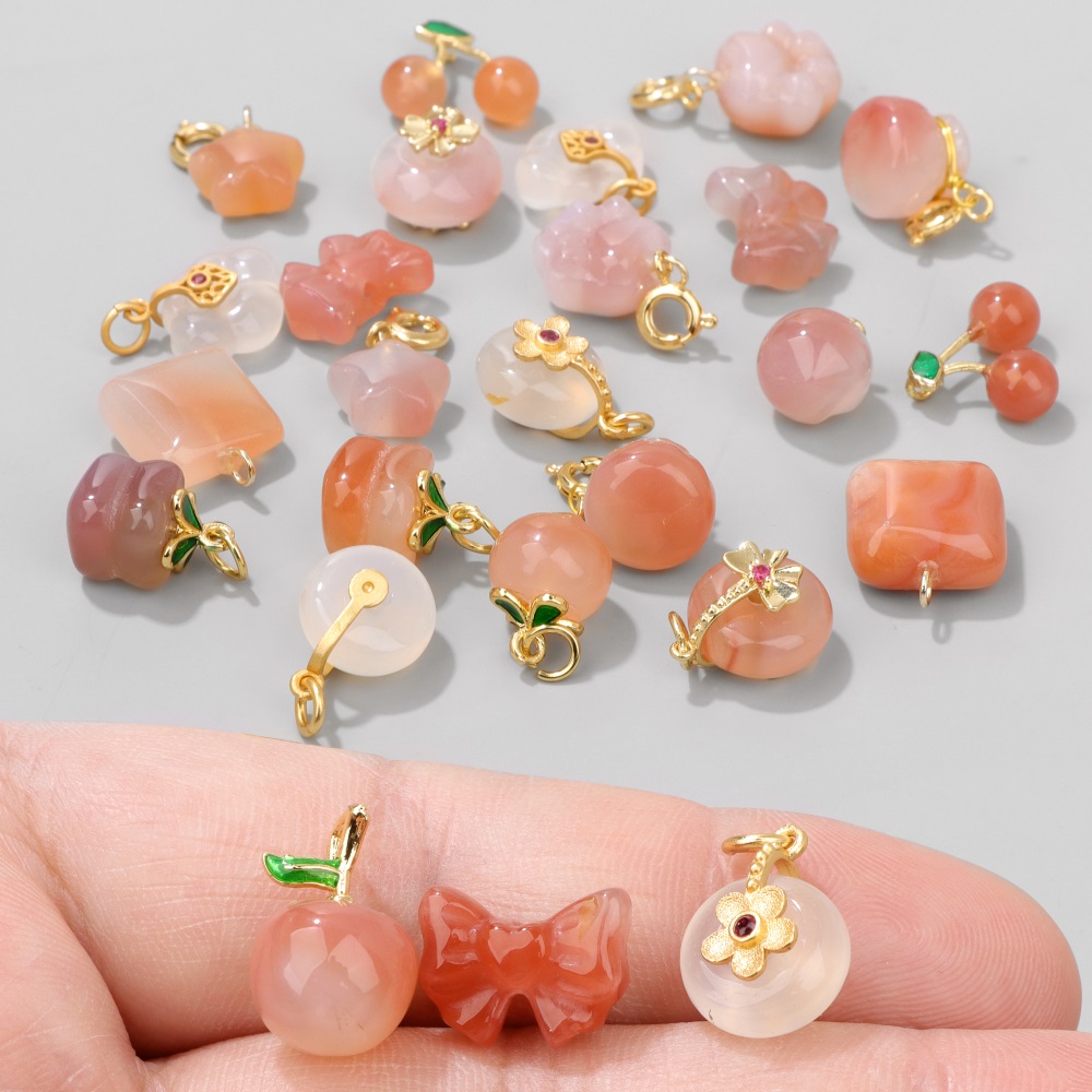 Sweet Pink Agate Stone Charms  - Women'S Accessories Purse บทวิจารณ์และราคา
