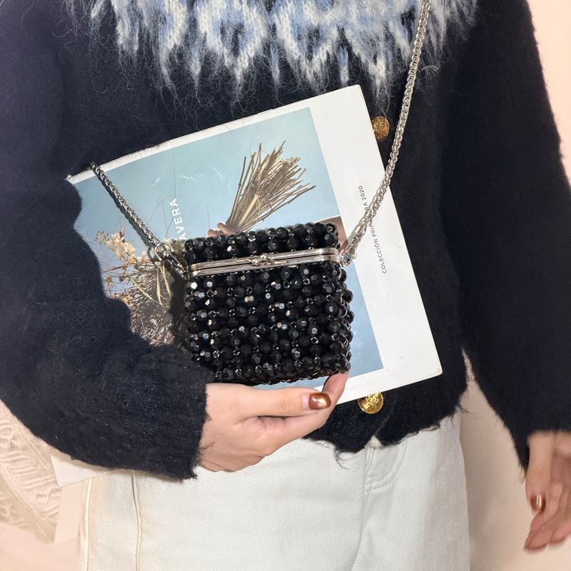 Vintage Black Beaded Clutch Ba - Women'S Accessories Purse บทวิจารณ์และราคา