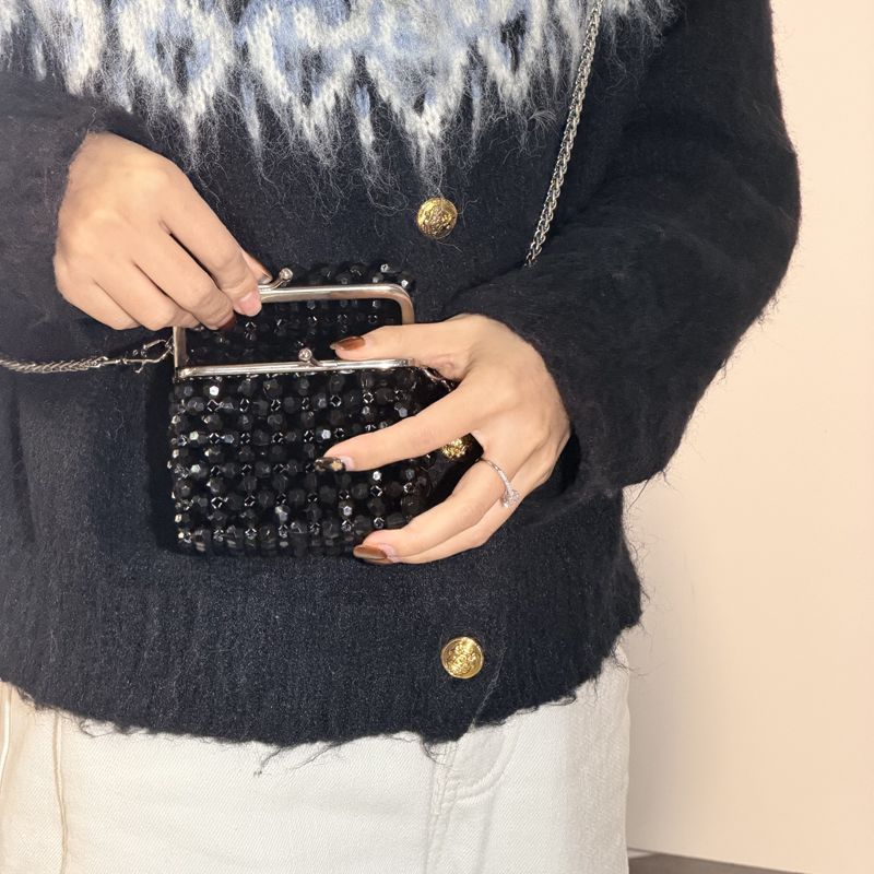 Vintage Black Beaded Clutch Ba - Women'S Accessories Purse บทวิจารณ์และราคา