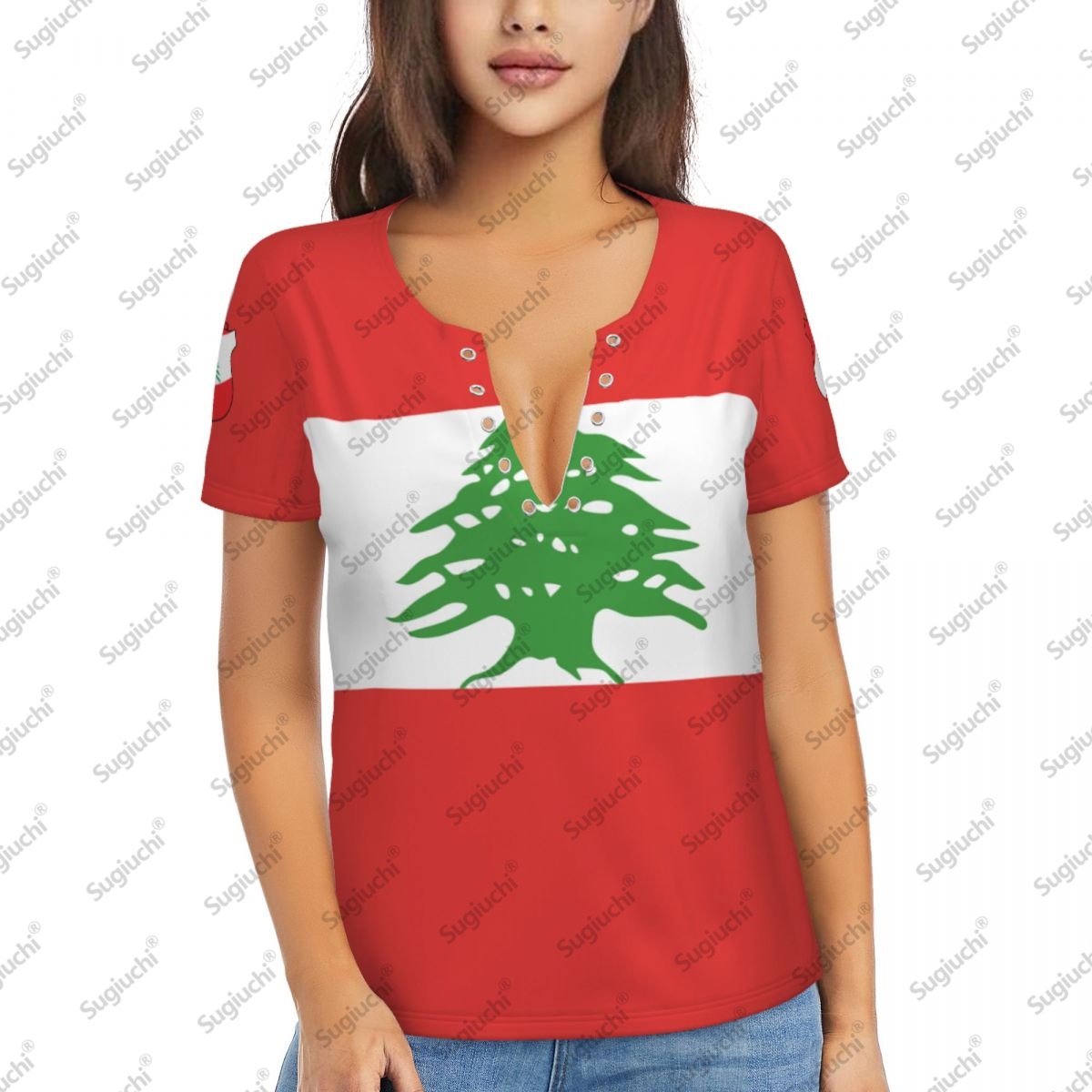 2025 Lebanon Flag Sexy Deep V  - Women Accessories Lebanon บทวิจารณ์และราคา