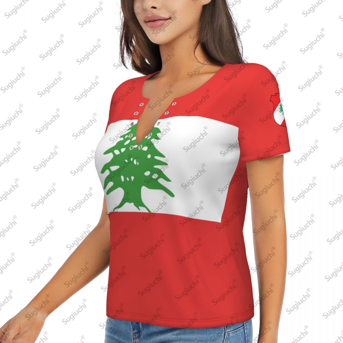 2025 Lebanon Flag Sexy Deep V  - Women Accessories Lebanon บทวิจารณ์และราคา
