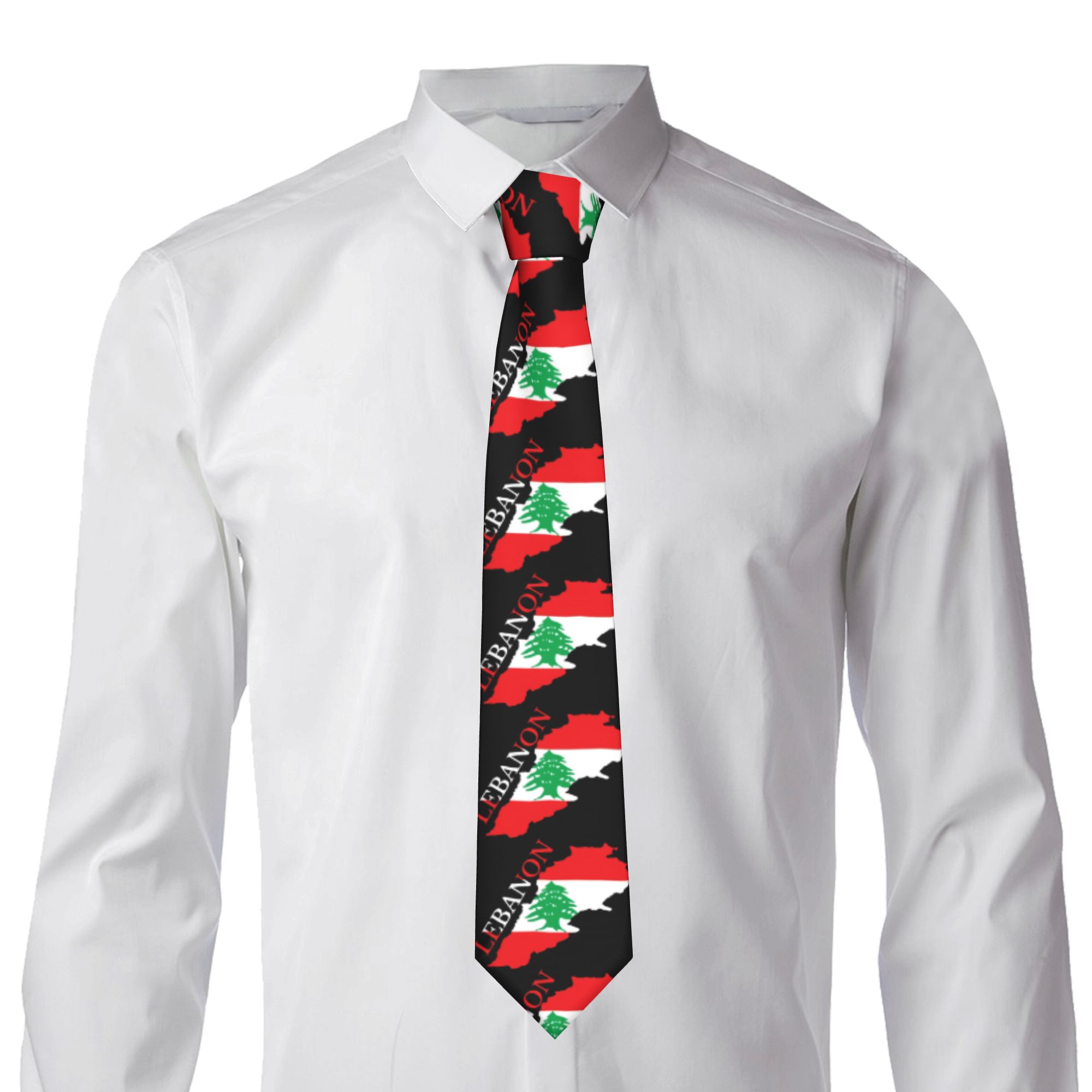 Lebanon Flag Map  Tie  Cosplay - Women Accessories Lebanon บทวิจารณ์และราคา