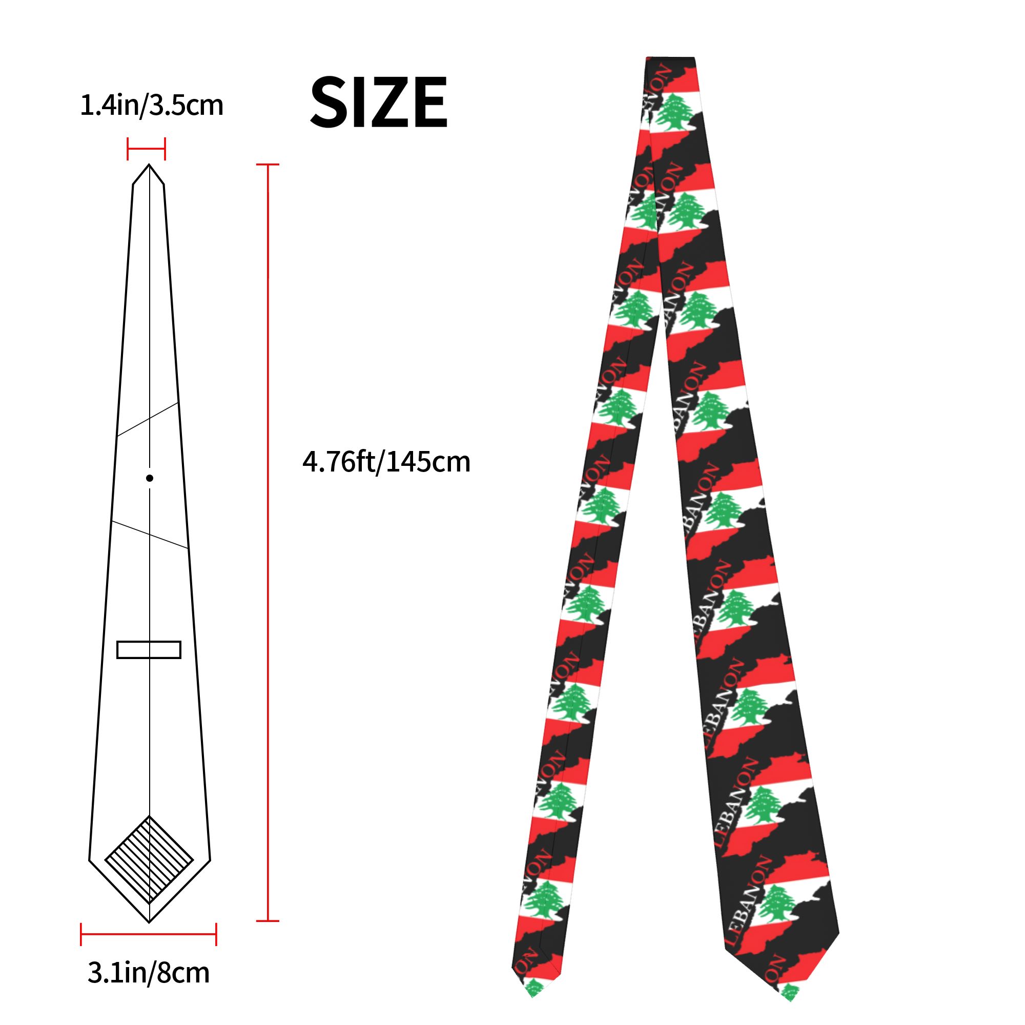 Lebanon Flag Map  Tie  Cosplay - Women Accessories Lebanon บทวิจารณ์และราคา